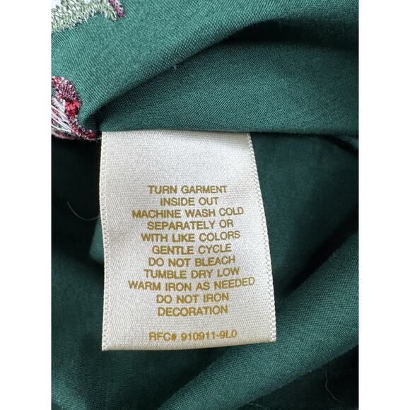 Bobbie Brooks Woman Embroidered Cardinals Button Up Shirt 18W/20W Green Birds - Picture 8 of 10